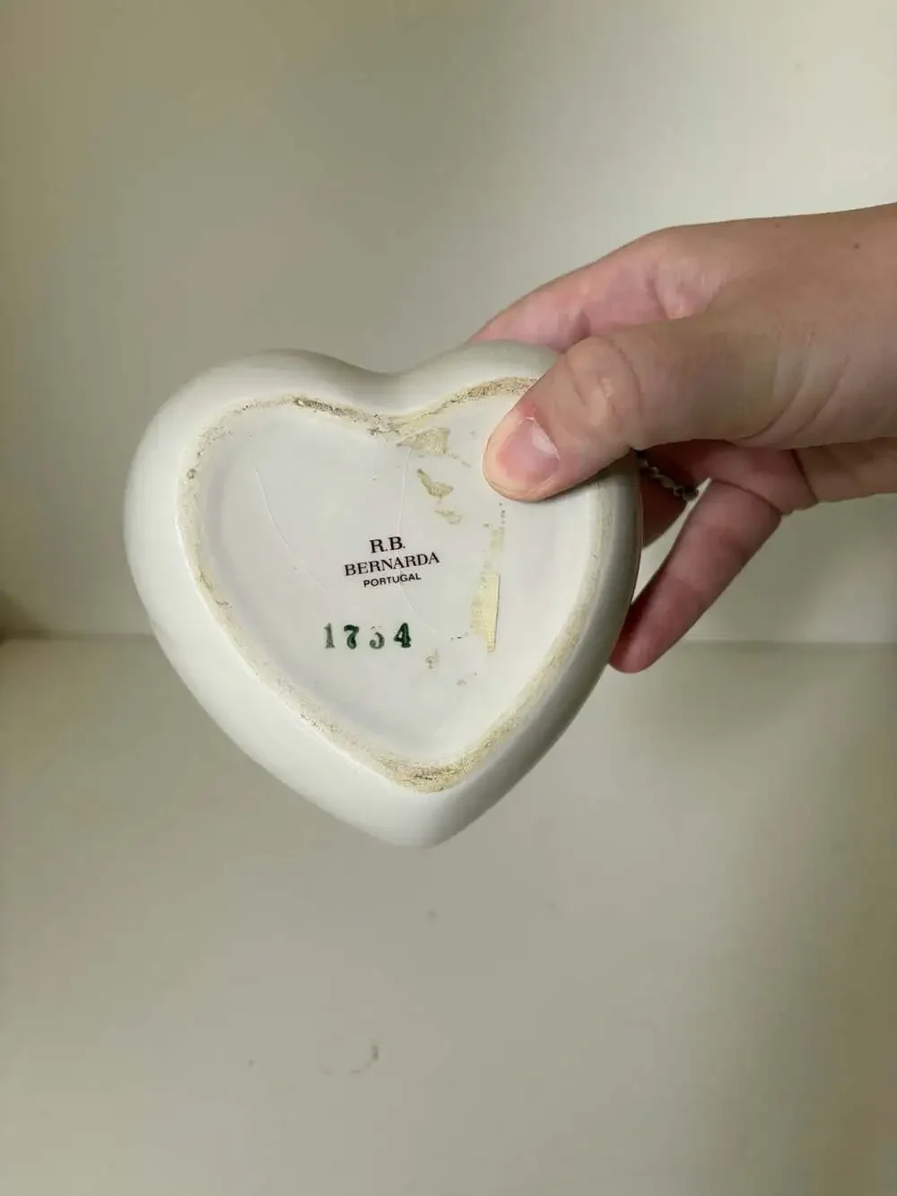R.B. Bernarda Portugal Ceramic Heart Trinket Box Floral Hand Painted